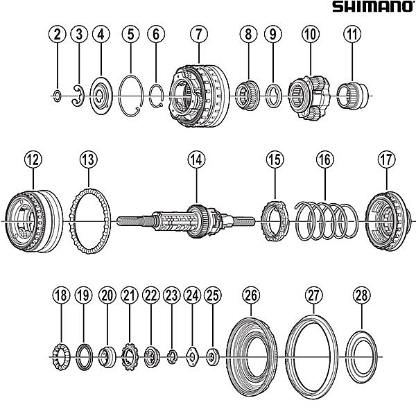 Shimano Alfine SG-S700 Internal Assembly - 187mm - Y37R98010