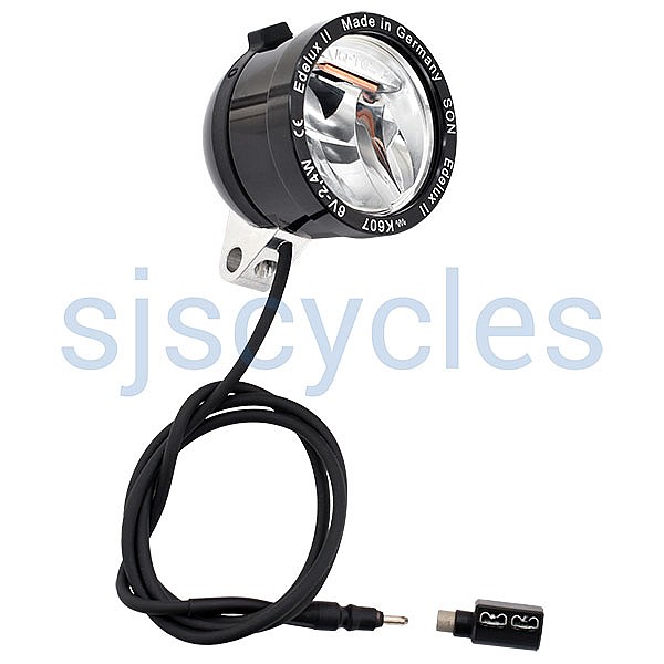 SON Edelux II High Power LED Headlight w/ Coaxial Adapter - Black Anodized - 60 cm