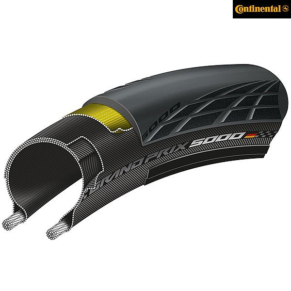 Continental Grand Prix 5000 Clincher Folding Tyre - 700 x 23, 23-622