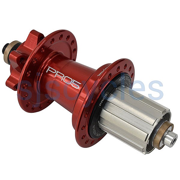 Hope Pro 5 6-Bolt Rear Hub - Quick Release - Red / Quick Release / Shimano  / 6 Bolt / 11 Speed / Steel Freehub / 32H - In The Know Cycling